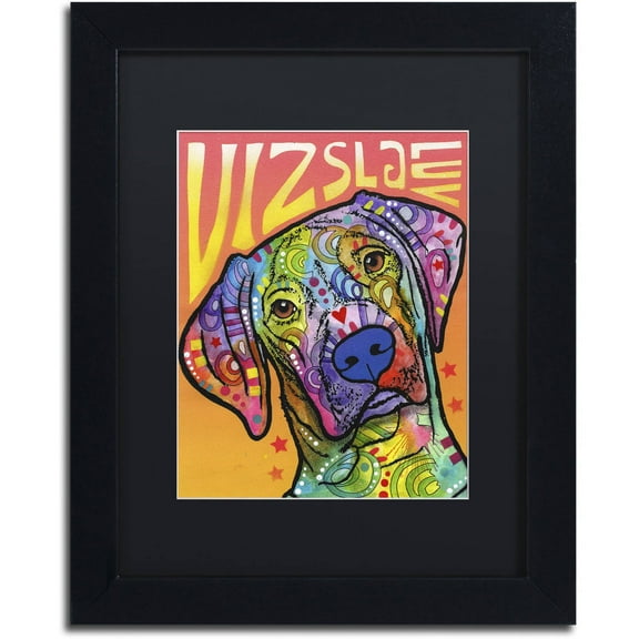 Trademark Fine Art 'Vizsla Luv' Canvas Art by Dean Russo, Black Matte, Black Frame