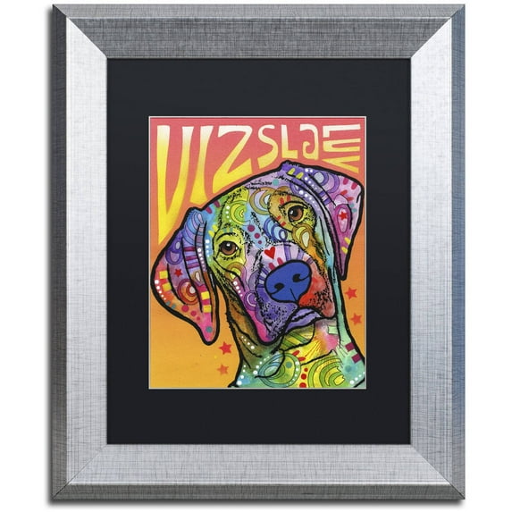 Trademark Fine Art 'Vizsla Luv' Canvas Art by Dean Russo, Black Matte, Silver Frame