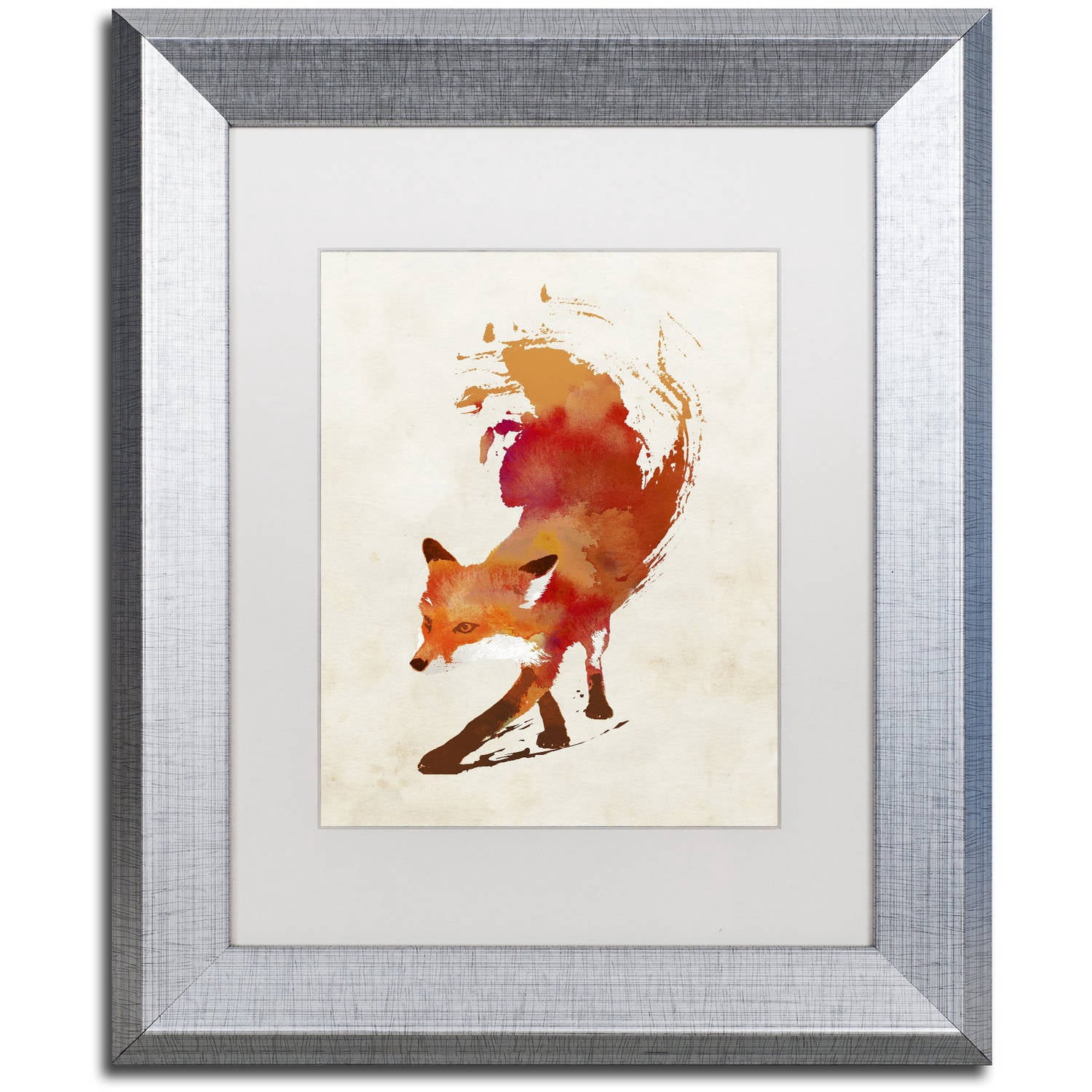 Trademark Fine Art 'Vulpes Vulpes' Canvas Art by Robert Farkas, White Matte, Silver Frame