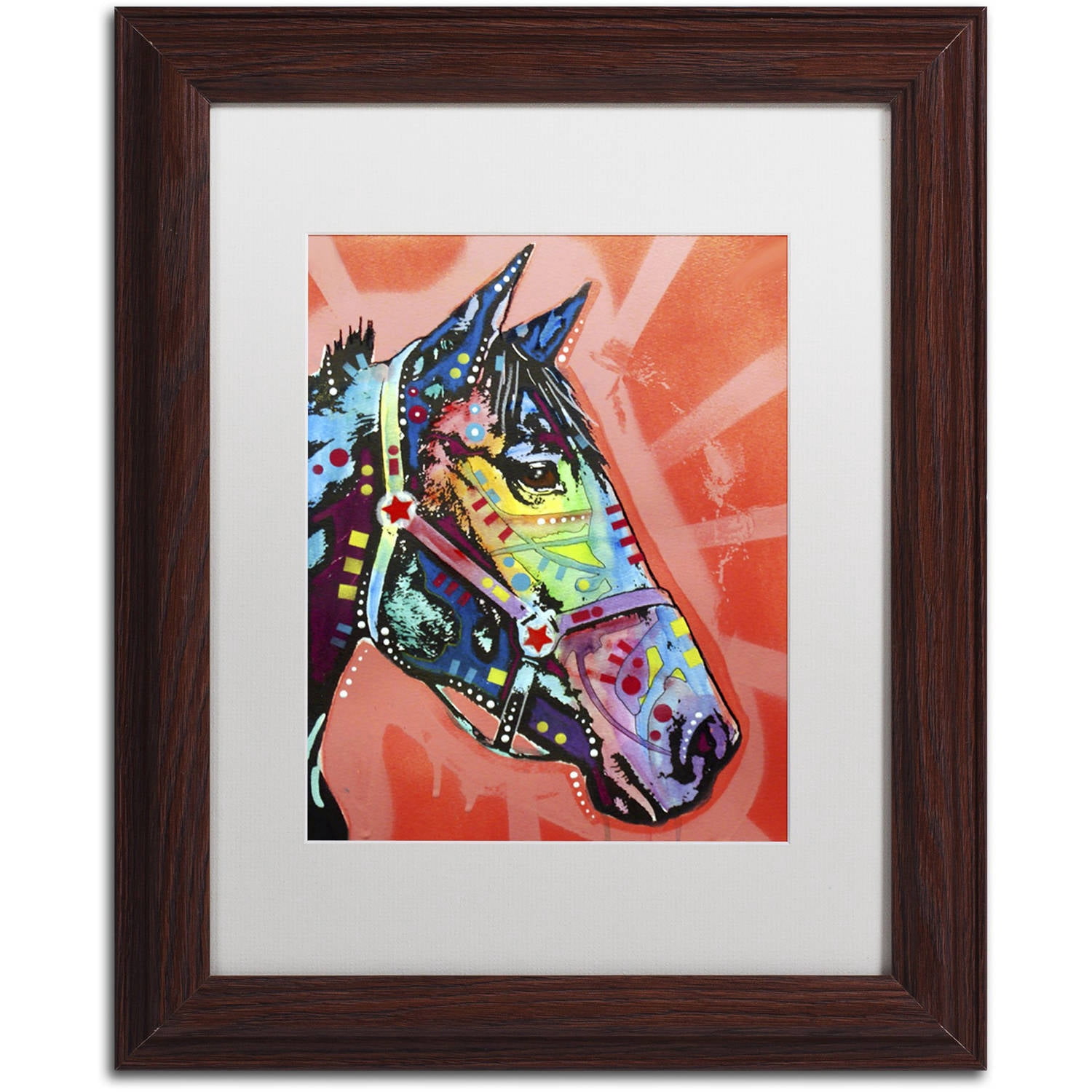 Trademark Fine Art 'WC Horse 3' Canvas Art by Dean Russo, White Matte, Wood Frame