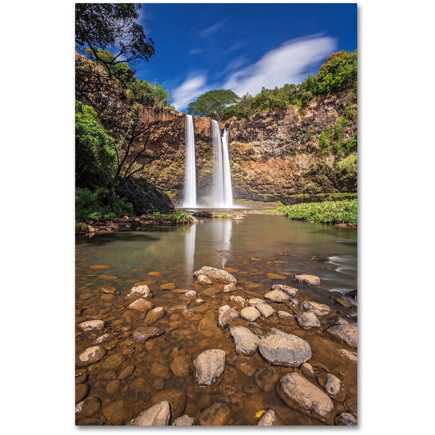Trademark Fine Art 'Wailua Falls' Canvas Art by Pierre Leclerc