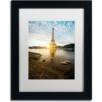 Trademark Fine Art "Wake up Paris" Canvas Art by Mathieu Rivrin, White Matte, Black Frame
