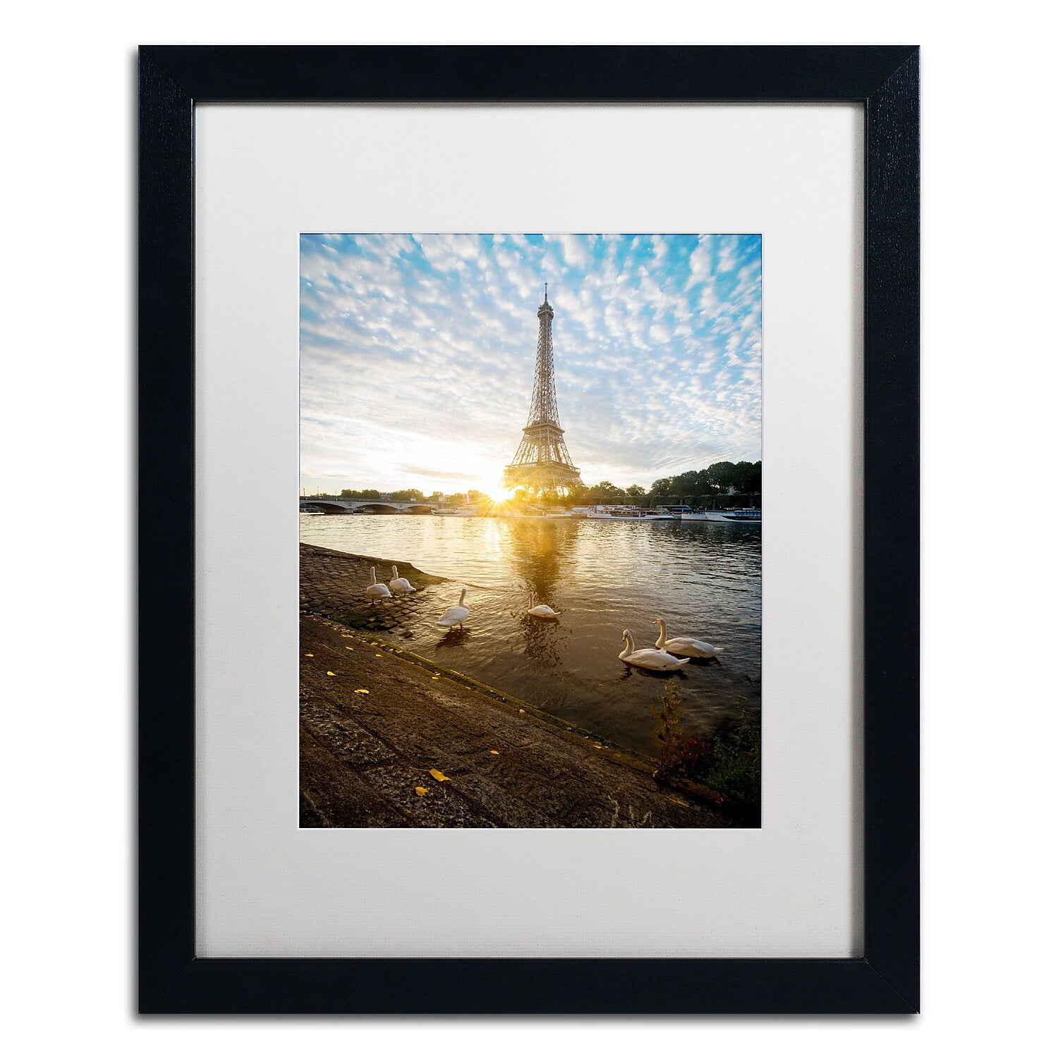 Trademark Fine Art "Wake up Paris" Canvas Art by Mathieu Rivrin, White Matte, Black Frame