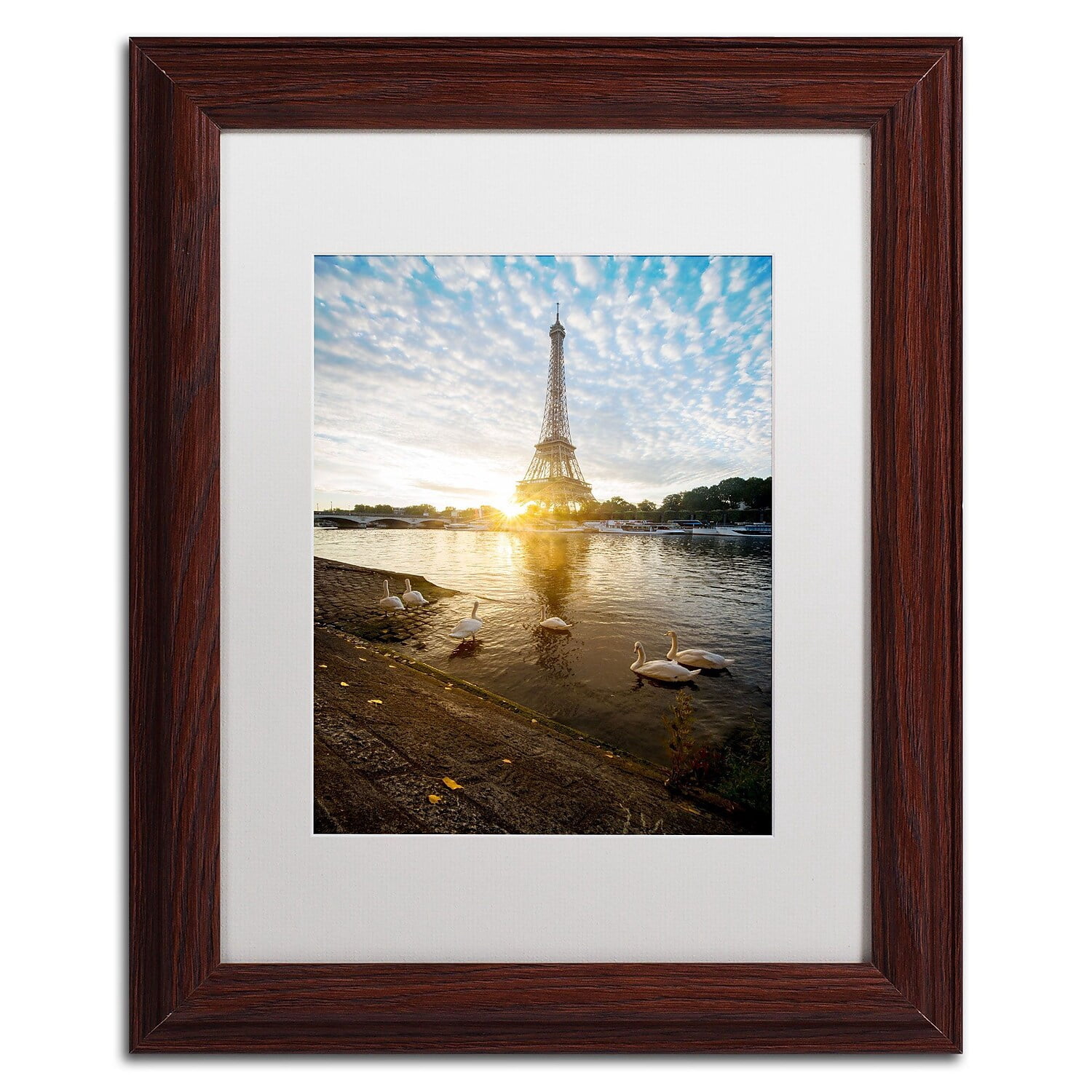 Trademark Fine Art "Wake up Paris" Canvas Art by Mathieu Rivrin, White Matte, Wood Frame