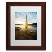 Trademark Fine Art "Wake up Paris" Canvas Art by Mathieu Rivrin, White Matte, Wood Frame
