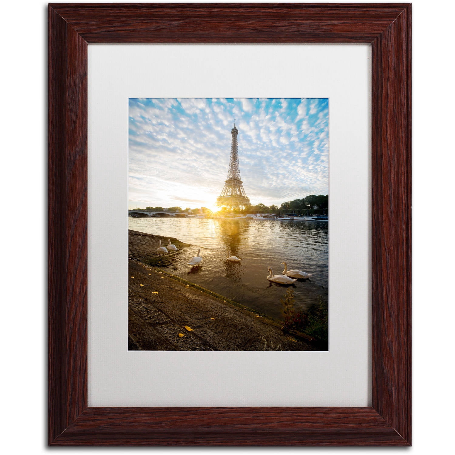 Trademark Fine Art "Wake up Paris" Canvas Art by Mathieu Rivrin, White Matte, Wood Frame