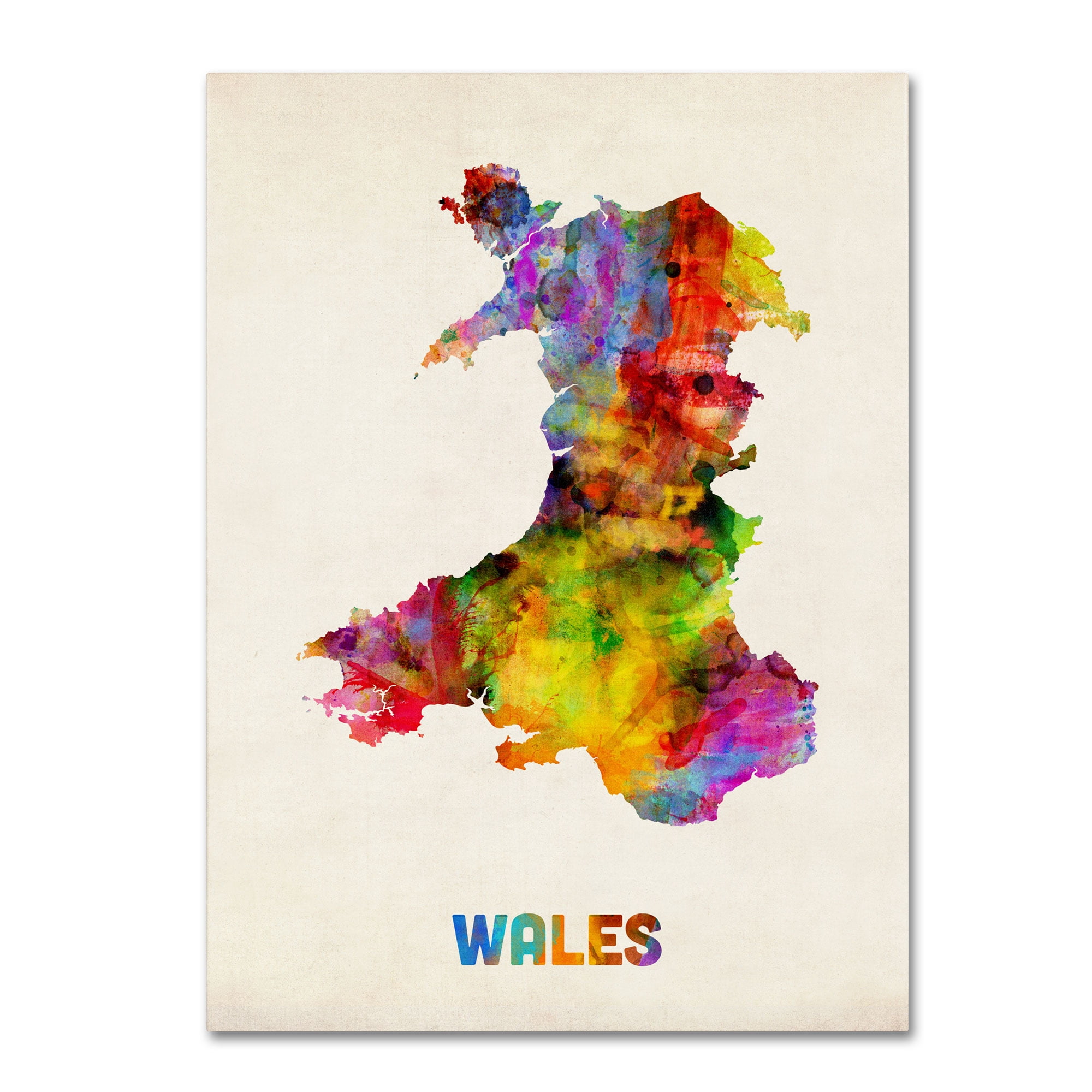 Trademark Fine Art "Wales Watercolor Map" Canvas Art by Michael Tompsett