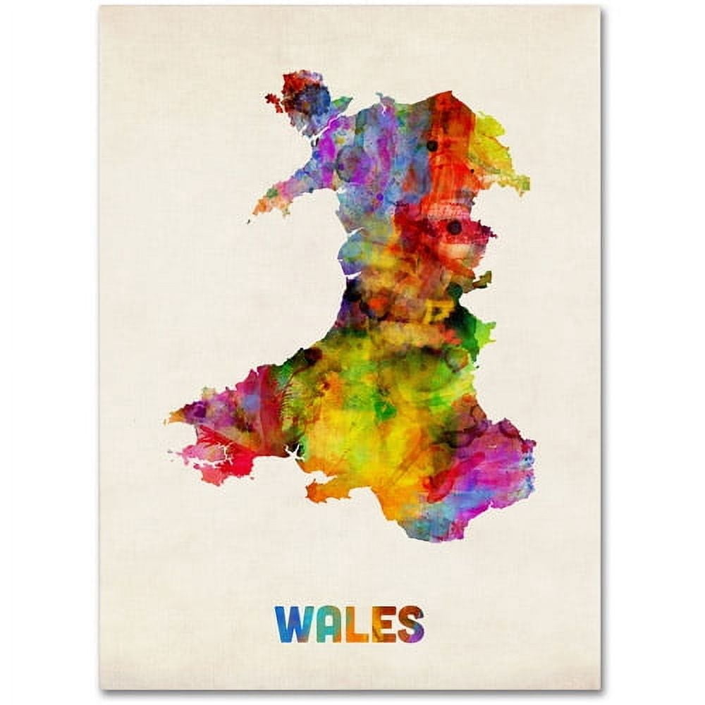 Trademark Fine Art "Wales Watercolor Map" Canvas Art by Michael Tompsett