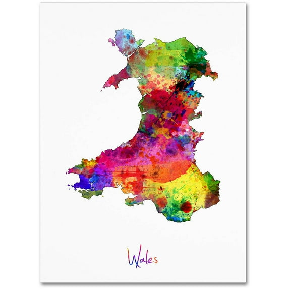 Trademark Fine Art "Wales Watercolor Map" Canvas Art by Michael Tompsett