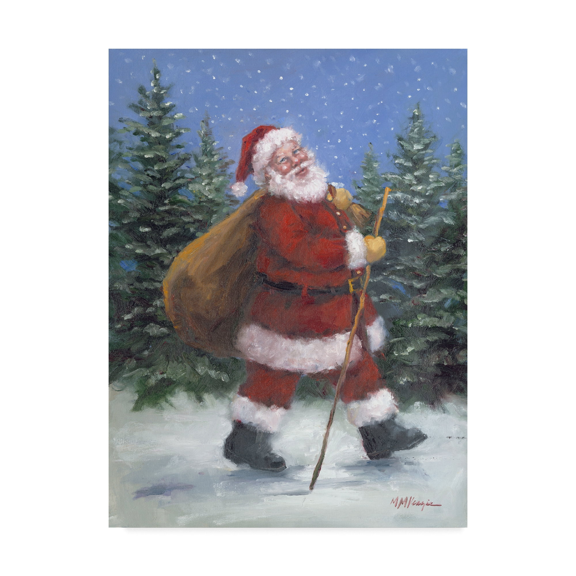Trademark Fine Art 'Walking Santa' Canvas Art by Mary Miller Veazie