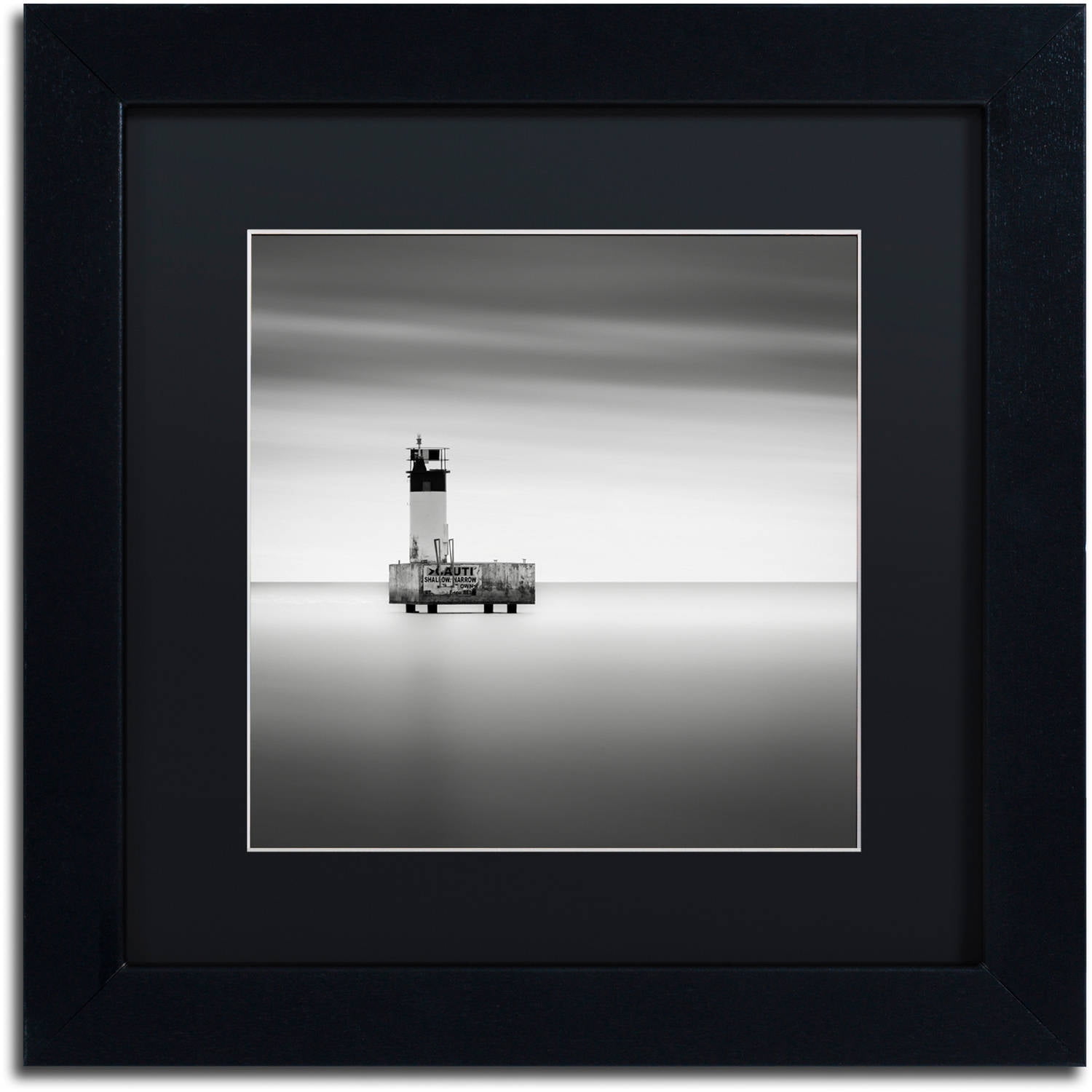 Trademark Fine Art "Warning Sign" Canvas Art by Dave MacVicar, Black Matte, Black Frame