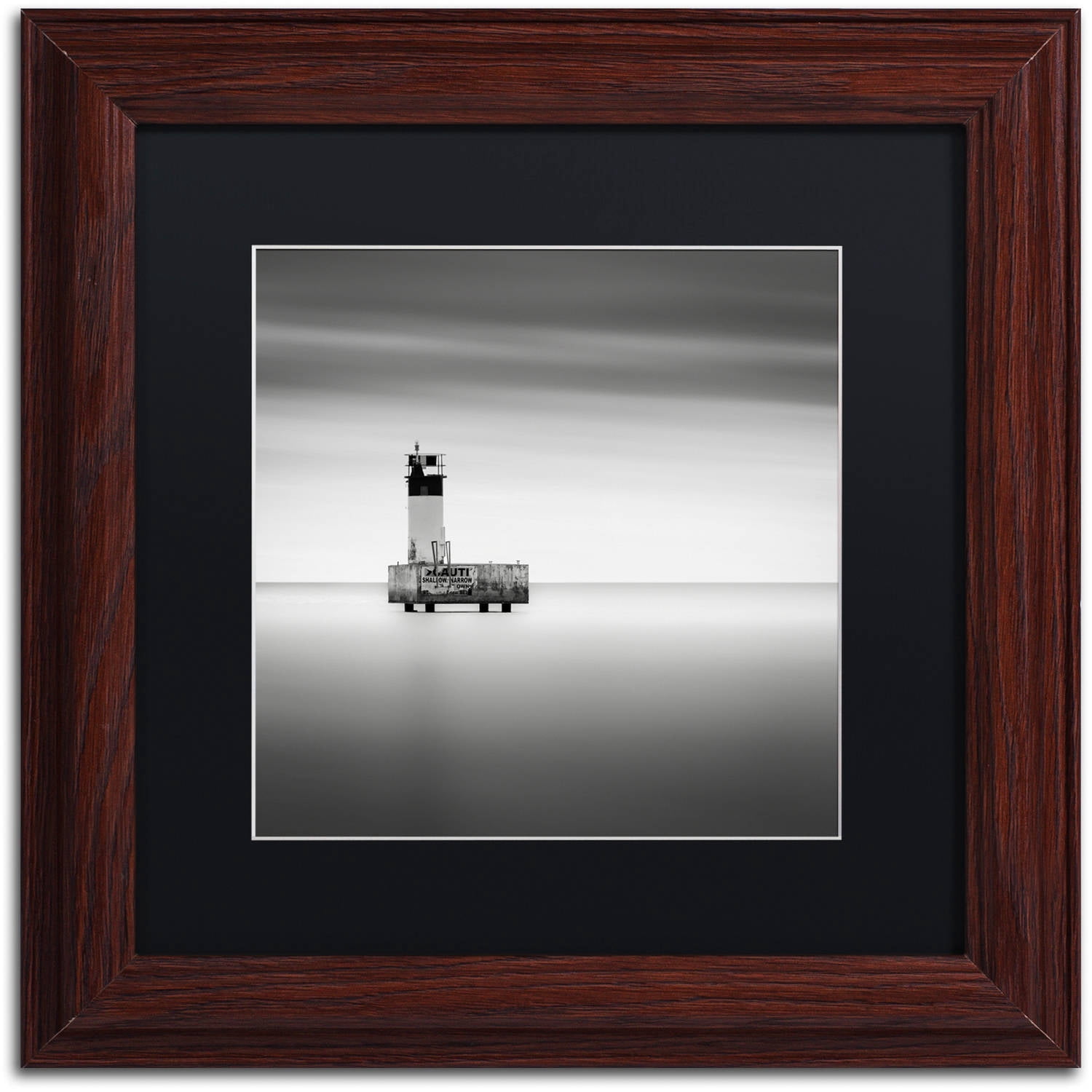 Trademark Fine Art "Warning Sign" Canvas Art by Dave MacVicar, Black Matte, Wood Frame