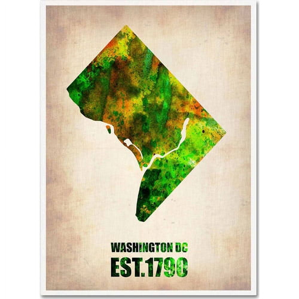 Trademark Fine Art "Washington D.C. Watercolor Map" Canvas Art by Naxart