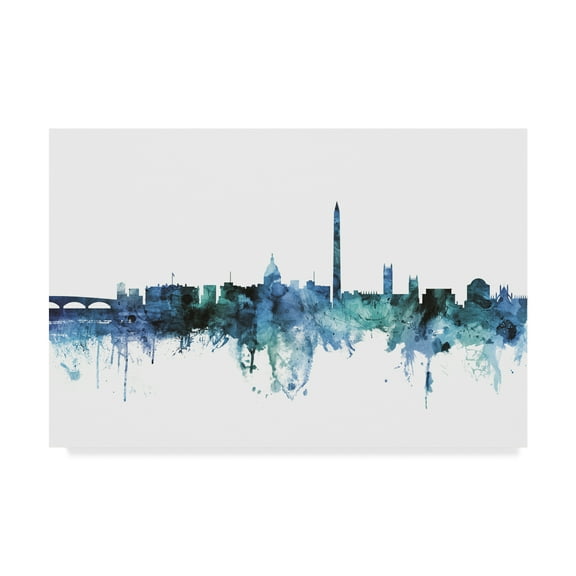 Trademark Fine Art 'Washington DC Blue Teal Skyline' Canvas Art by Michael Tompsett