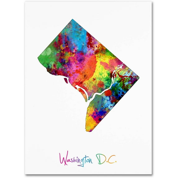 Trademark Fine Art "Washington DC, District of Columbia Map" Canvas Art by Michael Tompsett