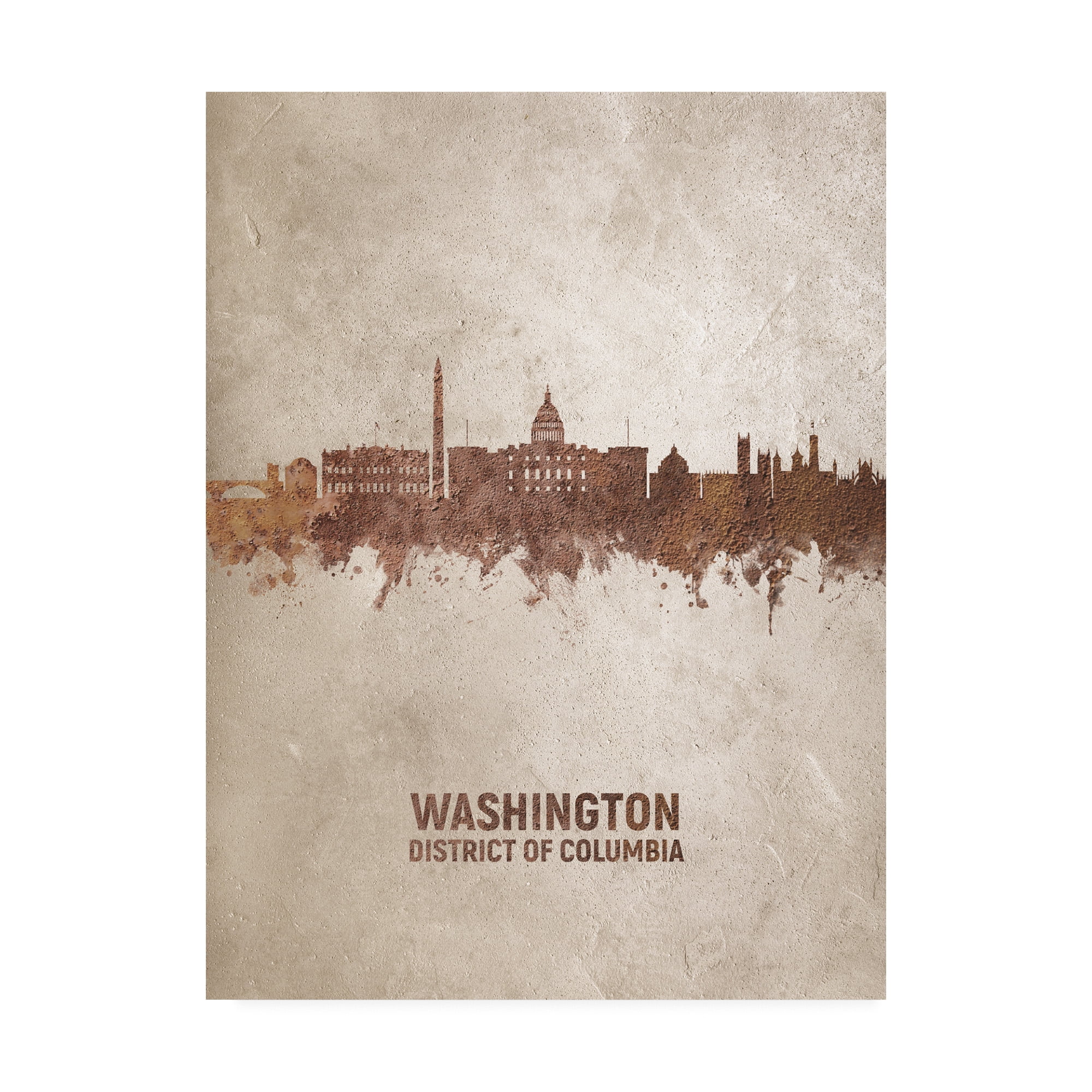Trademark Fine Art 'Washington DC Rust Skyline' Canvas Art by Michael Tompsett