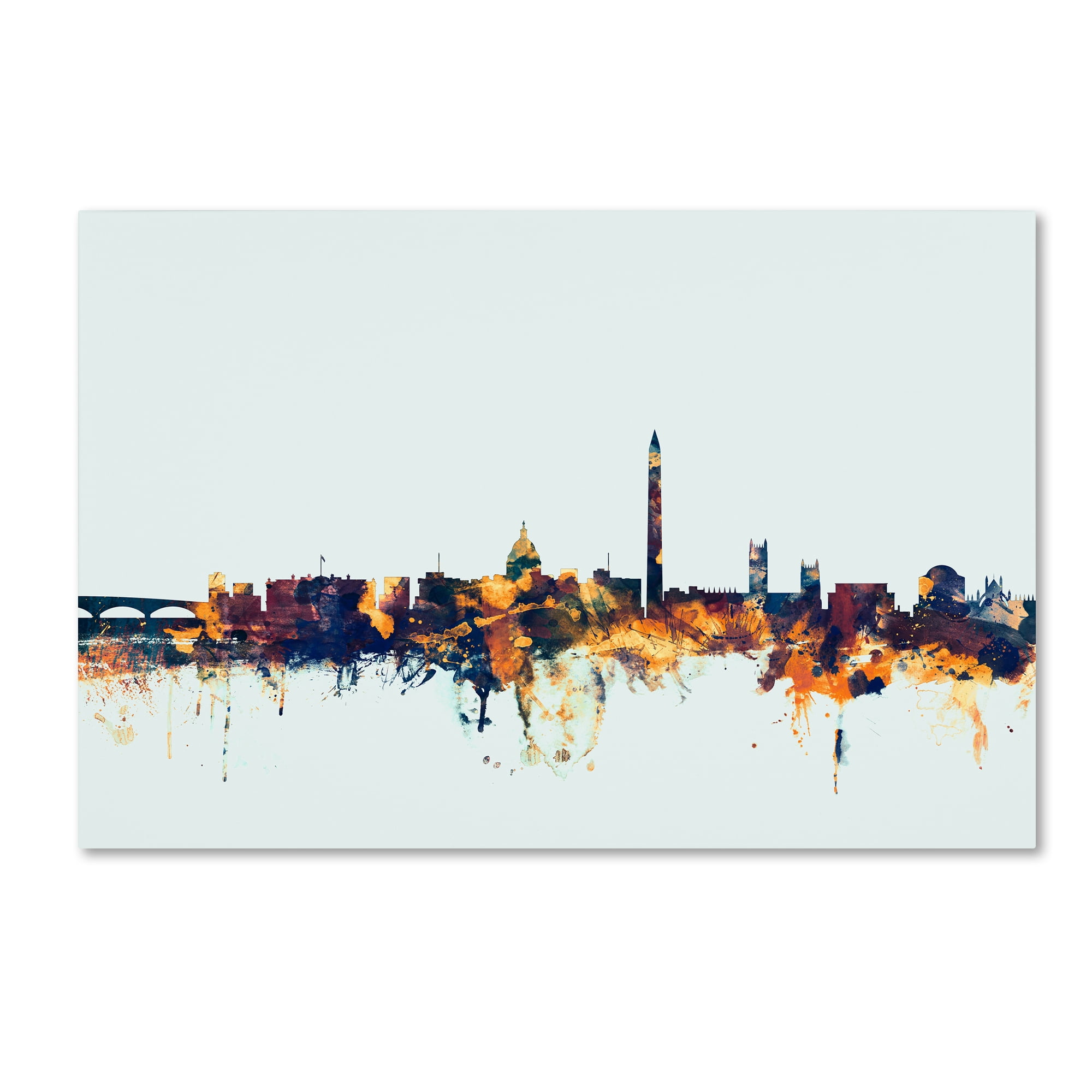 Trademark Fine Art "Washington DC Skyline Blue" Canvas Art by Michael Tompsett