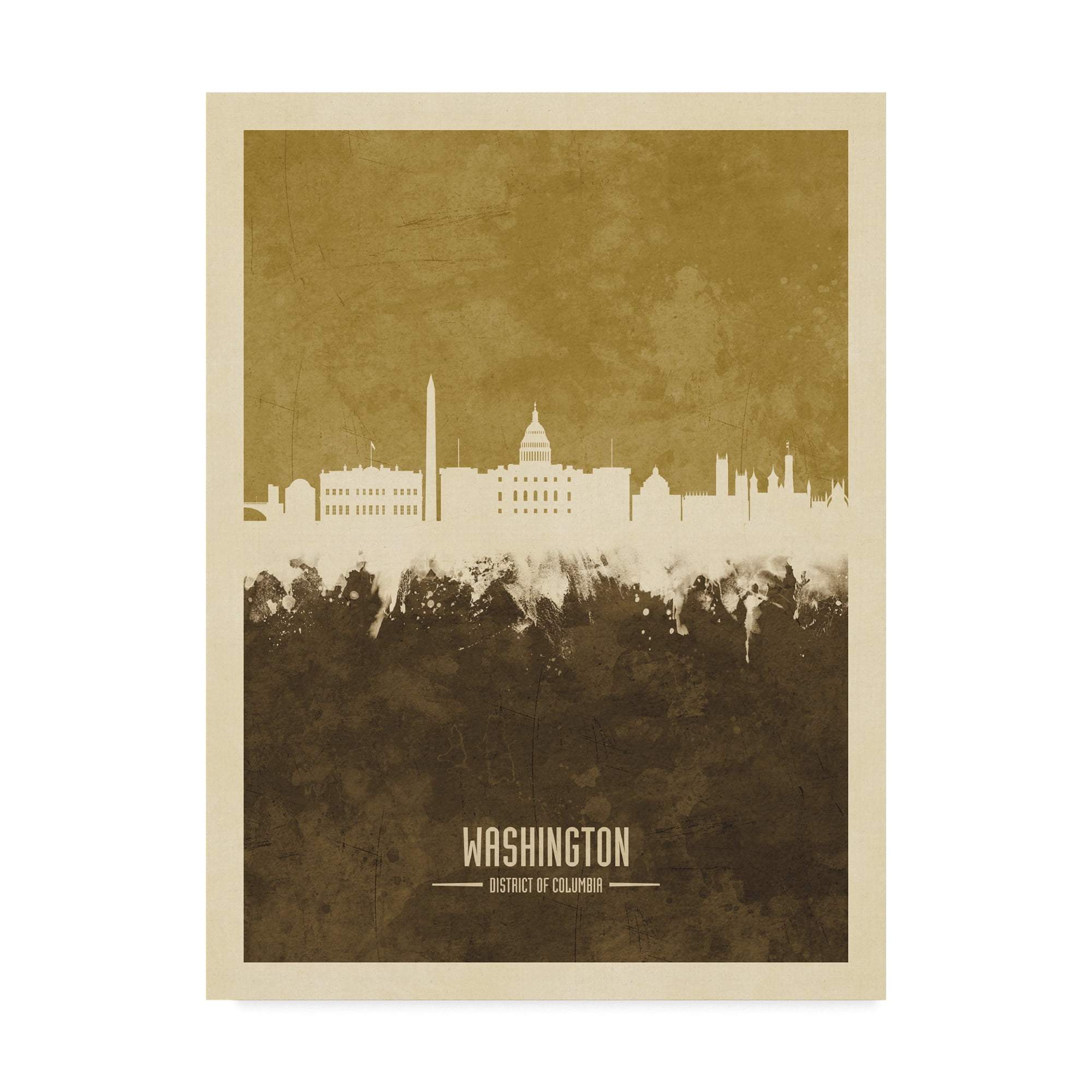 Trademark Fine Art 'Washington DC Skyline Brown' Canvas Art by Michael Tompsett