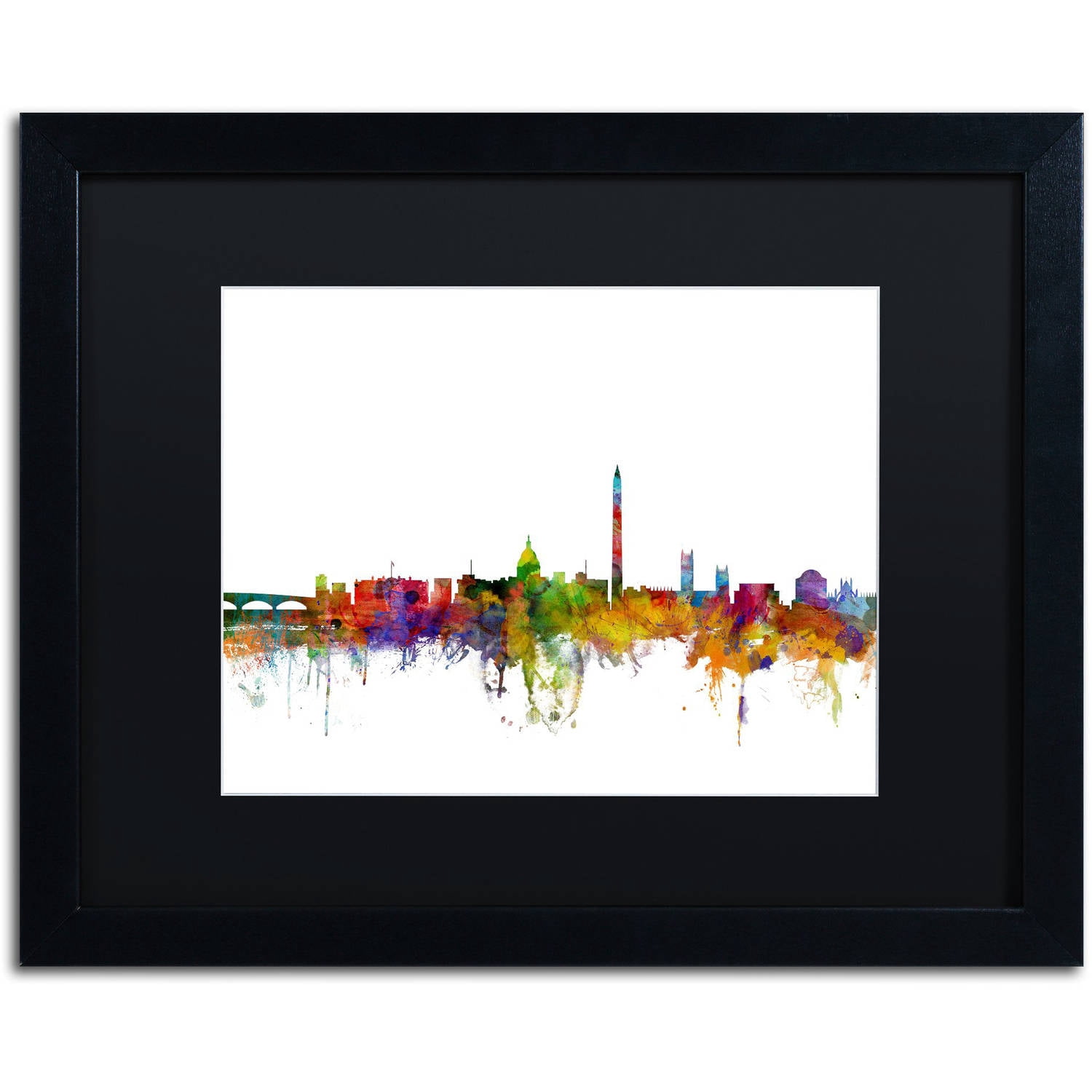 Trademark Fine Art 'Washington DC Skyline II' Canvas Art by Michael Tompsett, Black Matte, Black Frame