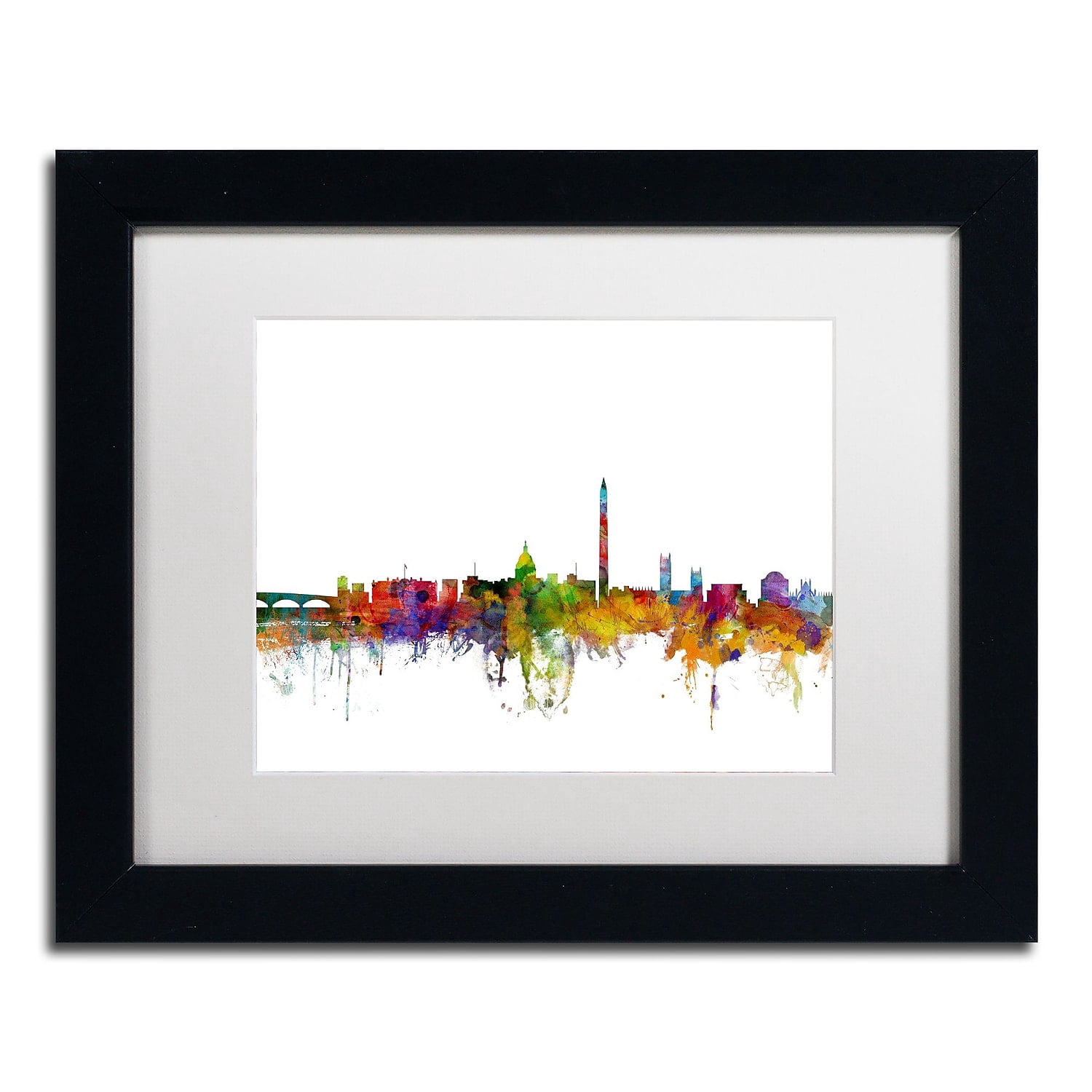Trademark Fine Art 'Washington DC Skyline II' Canvas Art by Michael Tompsett, White Matte, Black Frame
