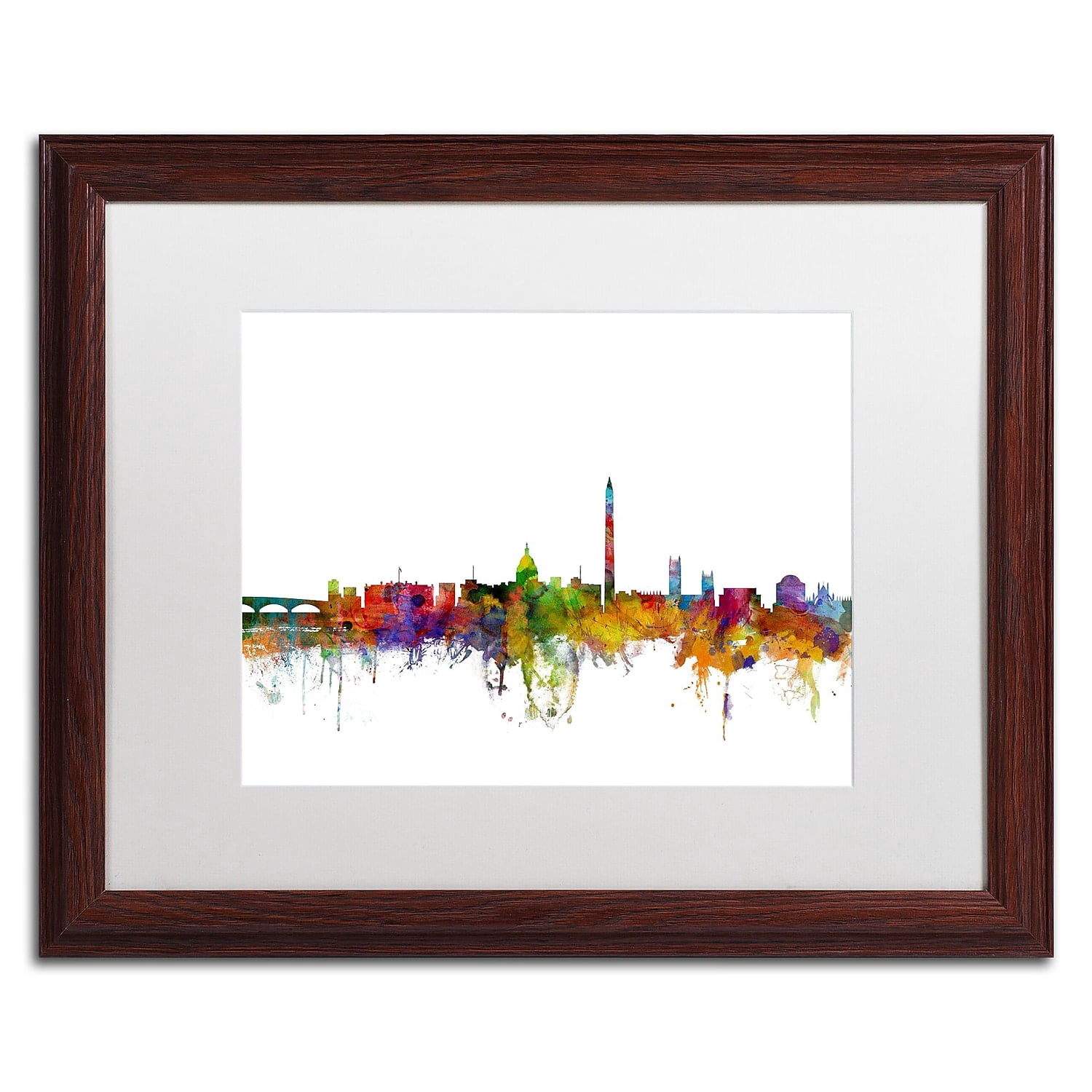 Trademark Fine Art 'Washington DC Skyline II' Canvas Art by Michael Tompsett, White Matte, Wood Frame