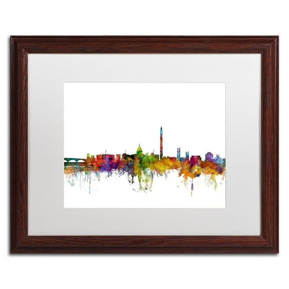 Trademark Fine Art 'Washington DC Skyline II' Canvas Art by Michael Tompsett, White Matte, Wood Frame