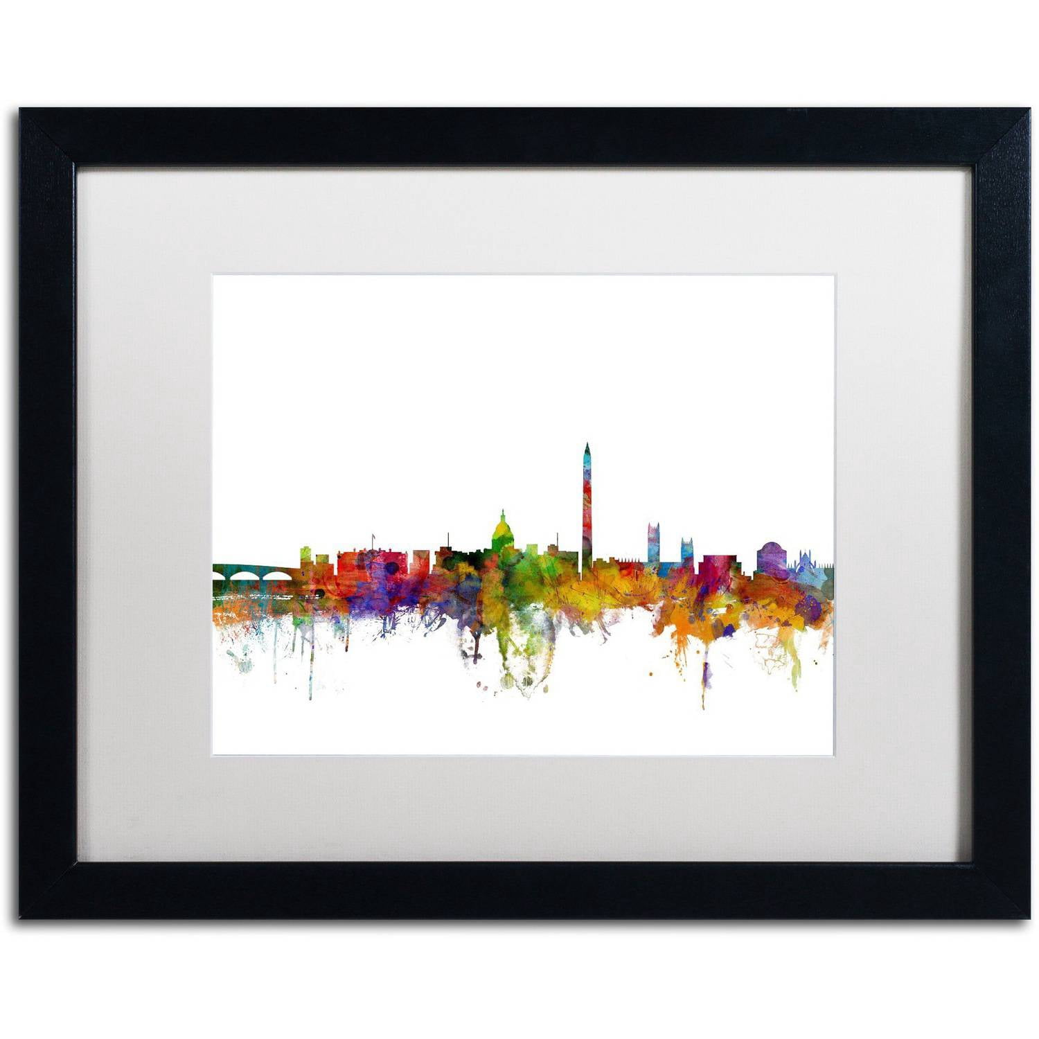 Trademark Fine Art ''Washington DC Skyline II'' by Michael Tompsett 16" x 20" White Matted Black Frame (MT0553-B1620MF)