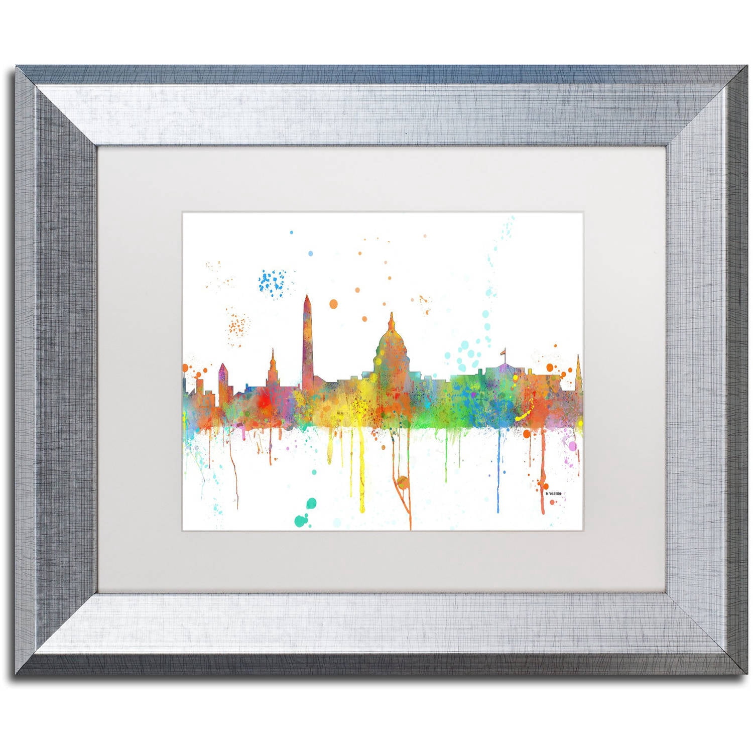 Trademark Fine Art "Washington DC Skyline Mclr-1" Canvas Art by Marlene Watson, White Matte, Silver Frame