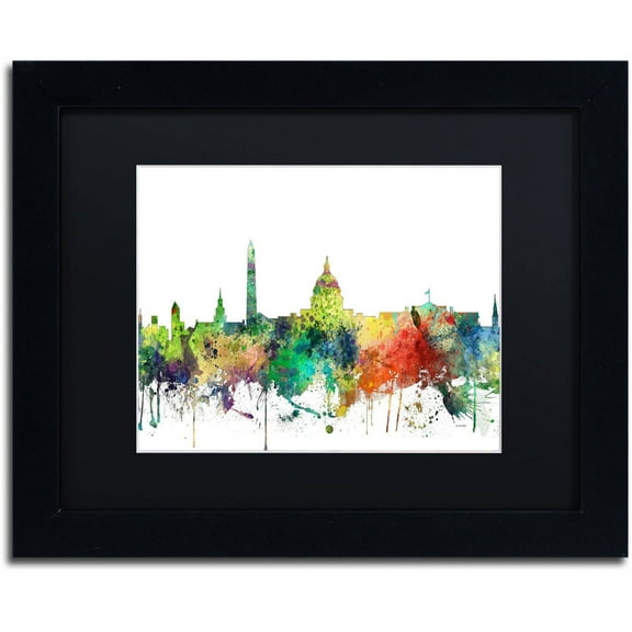 Trademark Fine Art "Washington DC Skyline SP" Canvas Art by Marlene Watson, Black Matte, Black Frame