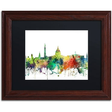 Trademark Fine Art "Washington DC Skyline SP" Canvas Art by Marlene Watson, Black Matte, Wood Frame