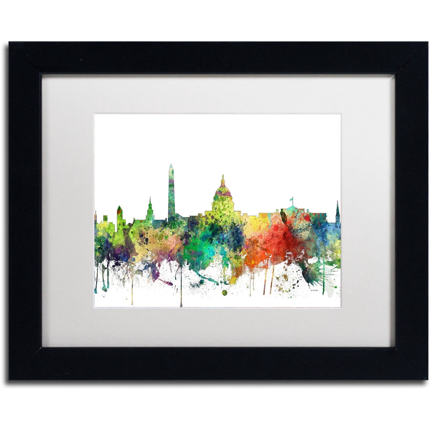 Trademark Fine Art "Washington DC Skyline SP" Canvas Art by Marlene Watson, White Matte, Black Frame
