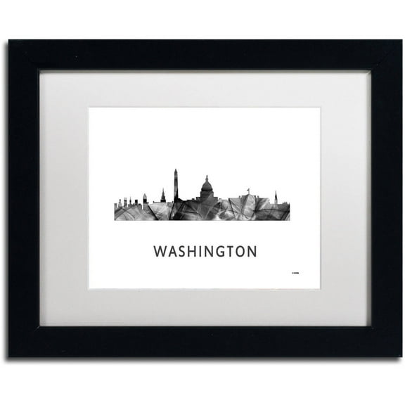 Trademark Fine Art 'Washington DC Skyline WB-BW' Canvas Art by Marlene Watson, White Matte, Black Frame