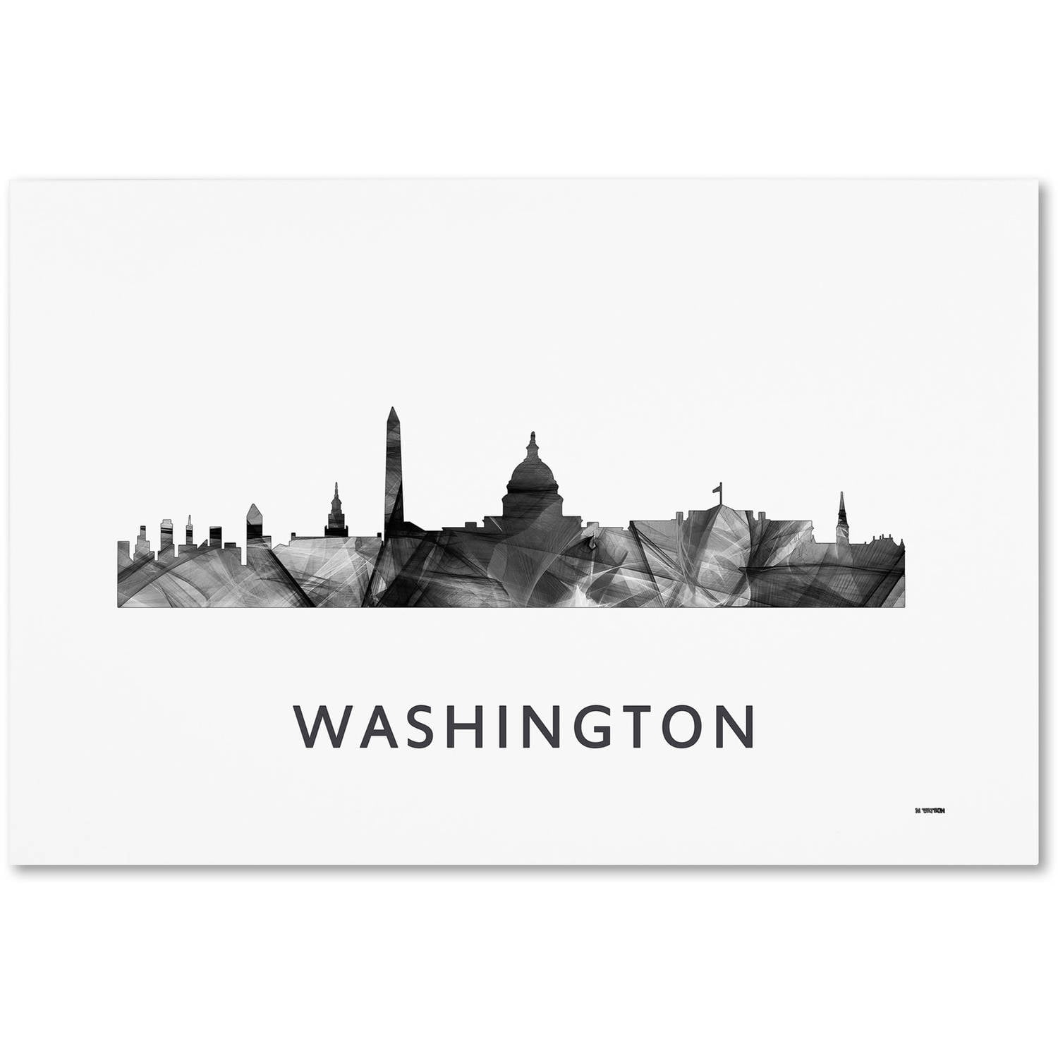 Trademark Fine Art 'Washington DC Skyline WB-BW' Canvas Art by Marlene Watson