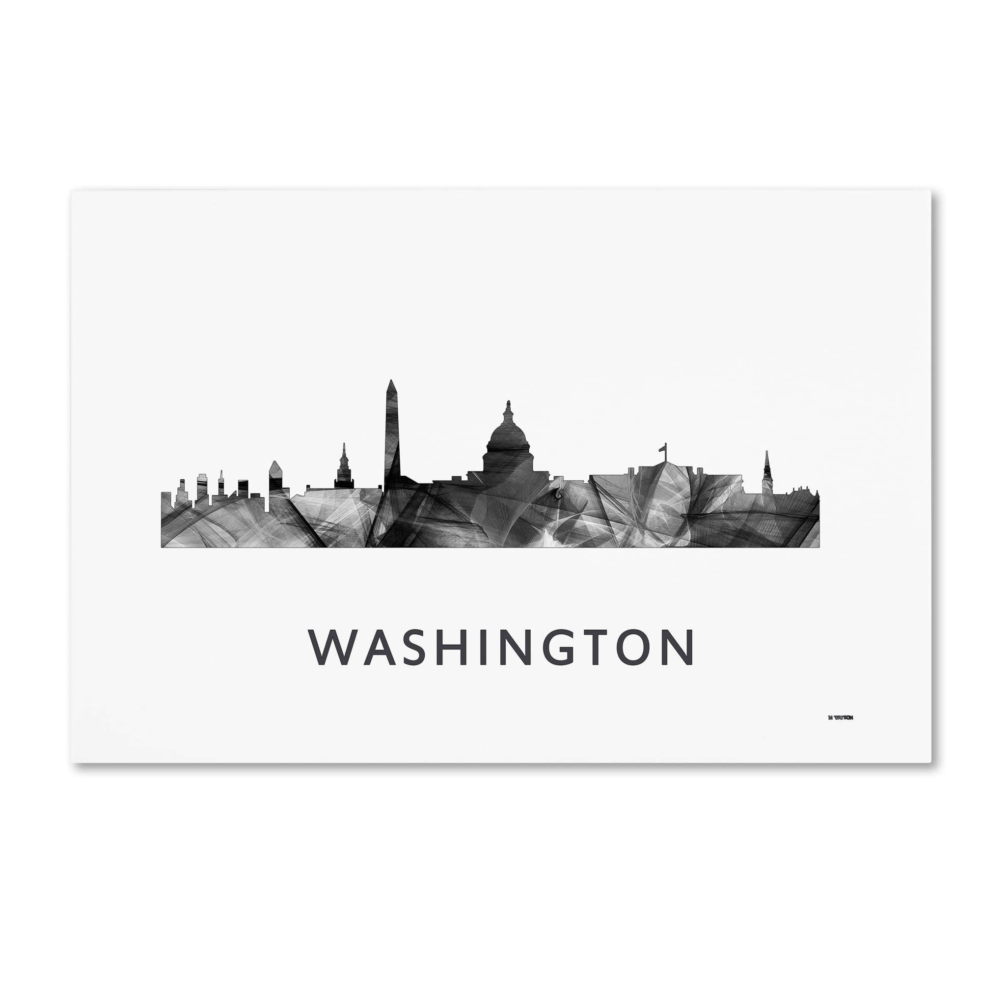 Trademark Fine Art 'Washington DC Skyline WB-BW' Canvas Art by Marlene Watson