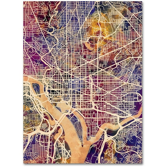 Trademark Fine Art "Washington DC Street Map 2" Canvas Art by Michael Tompsett