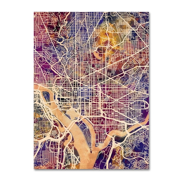 Trademark Fine Art "Washington DC Street Map 2" Canvas Art by Michael Tompsett