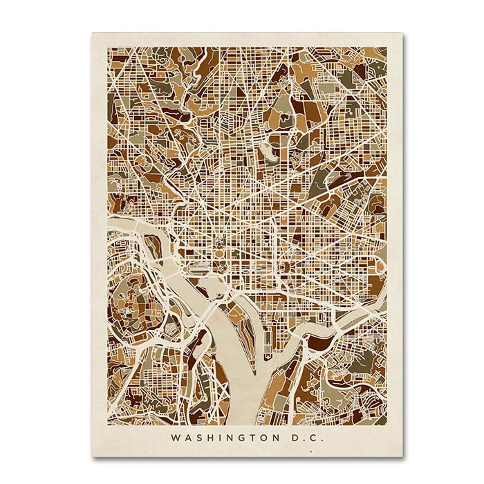 Trademark Fine Art "Washington DC Street Map 3" Canvas Art by Michael Tompsett