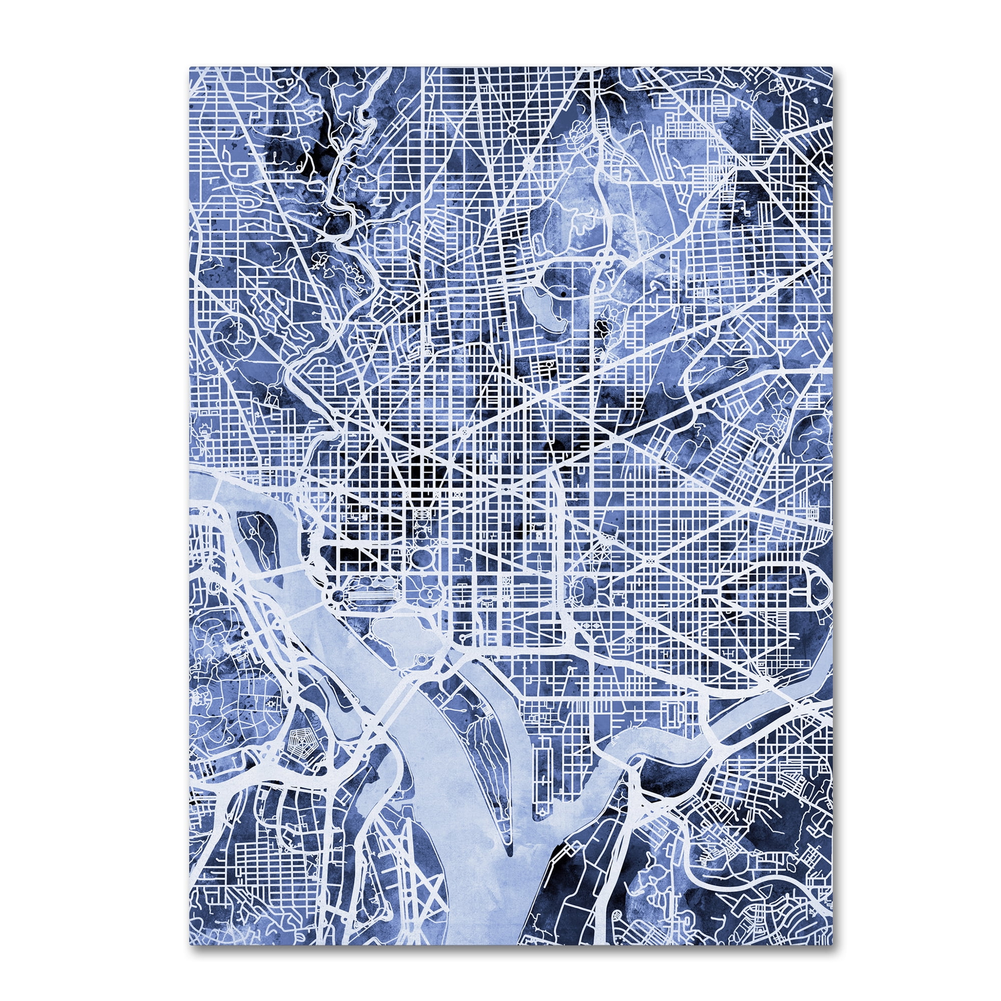 Trademark Fine Art "Washington DC Street Map B&W" Canvas Art by Michael Tompsett