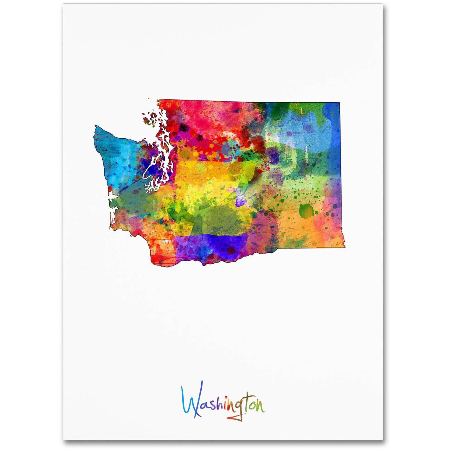 Trademark Fine Art "Washington Map" Canvas Art by Michael Tompsett