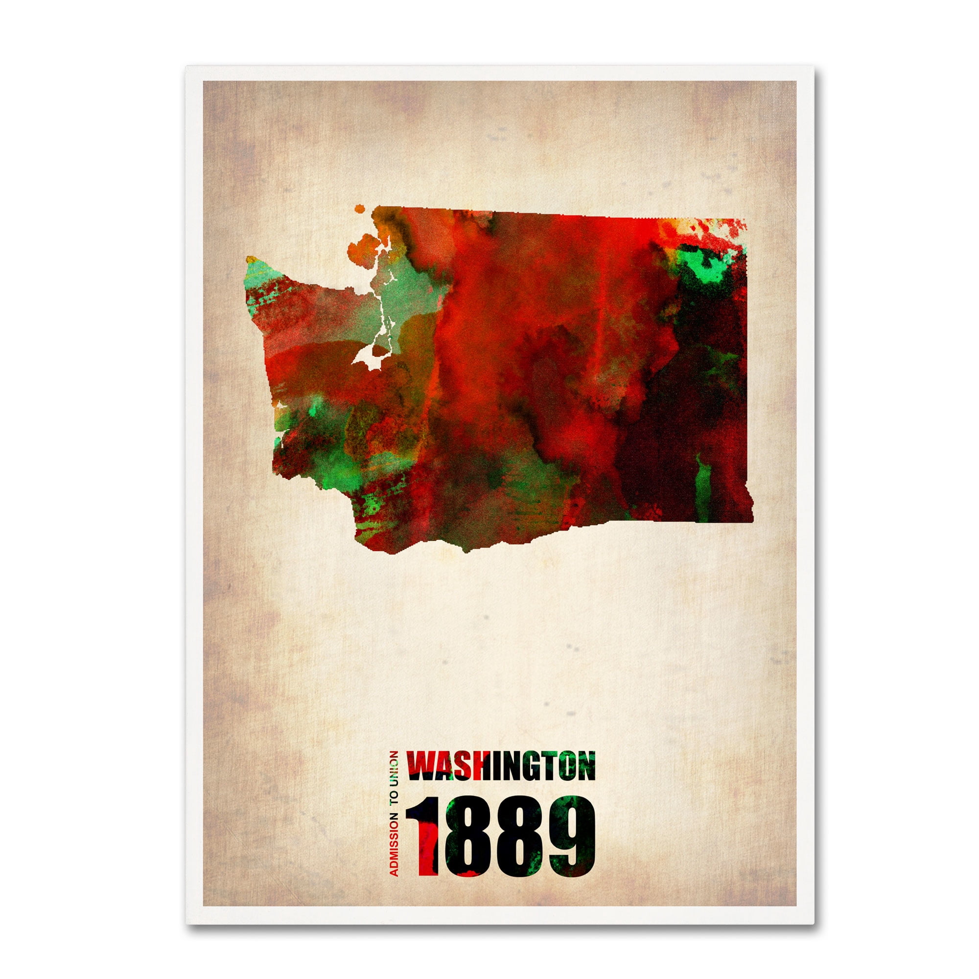 Trademark Fine Art "Washington Watercolor Map" Canvas Art by Naxart