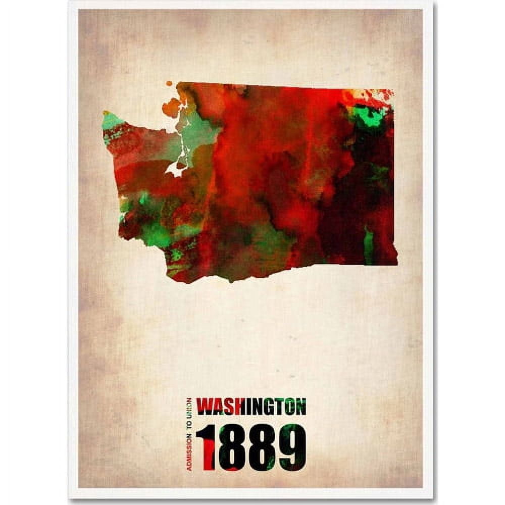 Trademark Fine Art "Washington Watercolor Map" Canvas Art by Naxart
