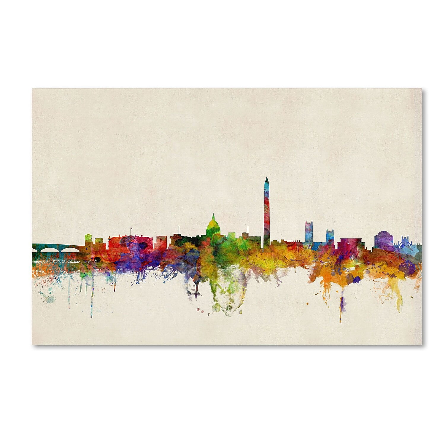 Trademark Fine Art "Washington Watercolor Skyline" Canvas Art by Michael Tompsett