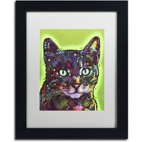 Trademark Fine Art "Watchful Cat" Canvas Art by Dean Russo, White Matte, Black Frame