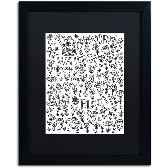 Trademark Fine Art "Water Bloom Groom" Canvas Art by Elizabeth Caldwell, Black Matte, Black Frame