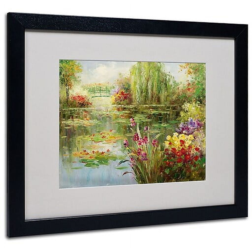 Trademark Fine Art "Water Lilies" Canvas Art by Victor Giton, Black Frame