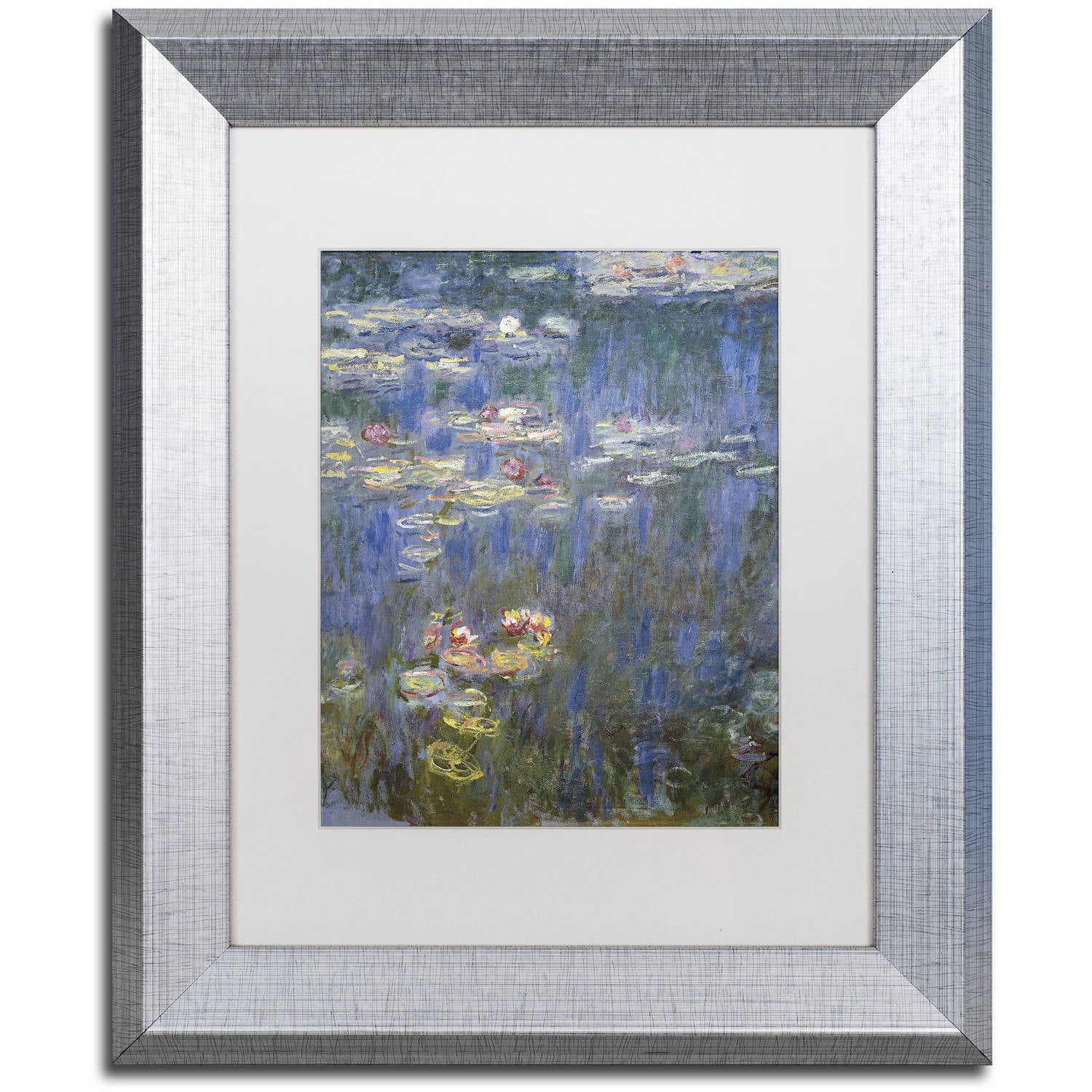 Trademark Fine Art "Water Lilies IV 1840-1926" Canvas Art by Claude Monet White Matte, Silver Frame