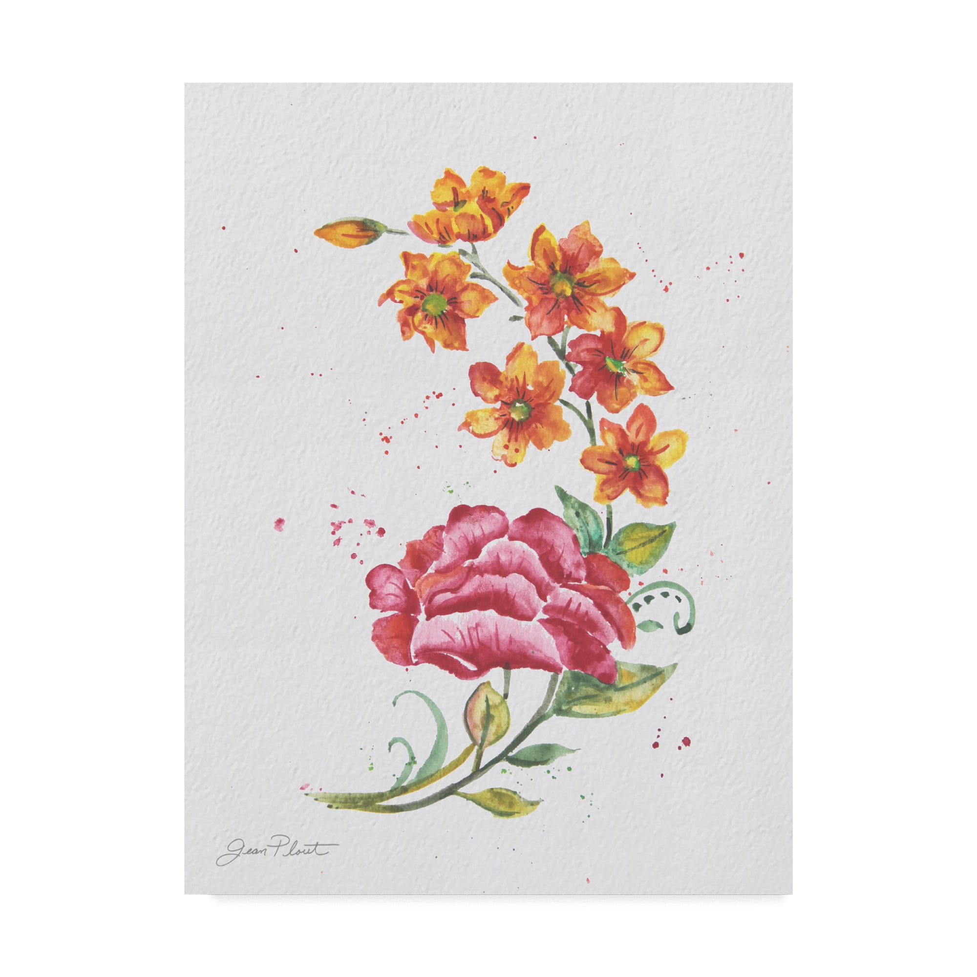 Trademark Fine Art 'Watercolor Flowers 5' Canvas Art by Jean Plout