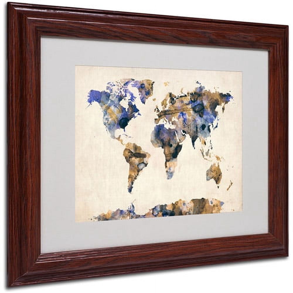 Trademark Fine Art "Watercolor Map 3" Matted Framed Art by Michael Tompsett