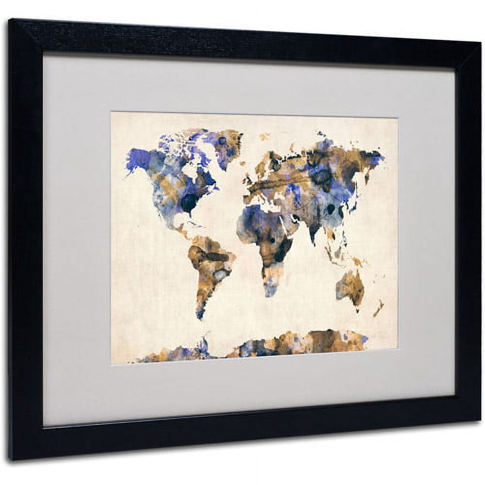 Trademark Fine Art "Watercolor Map 3" Matted Framed Art by Michael Tompsett