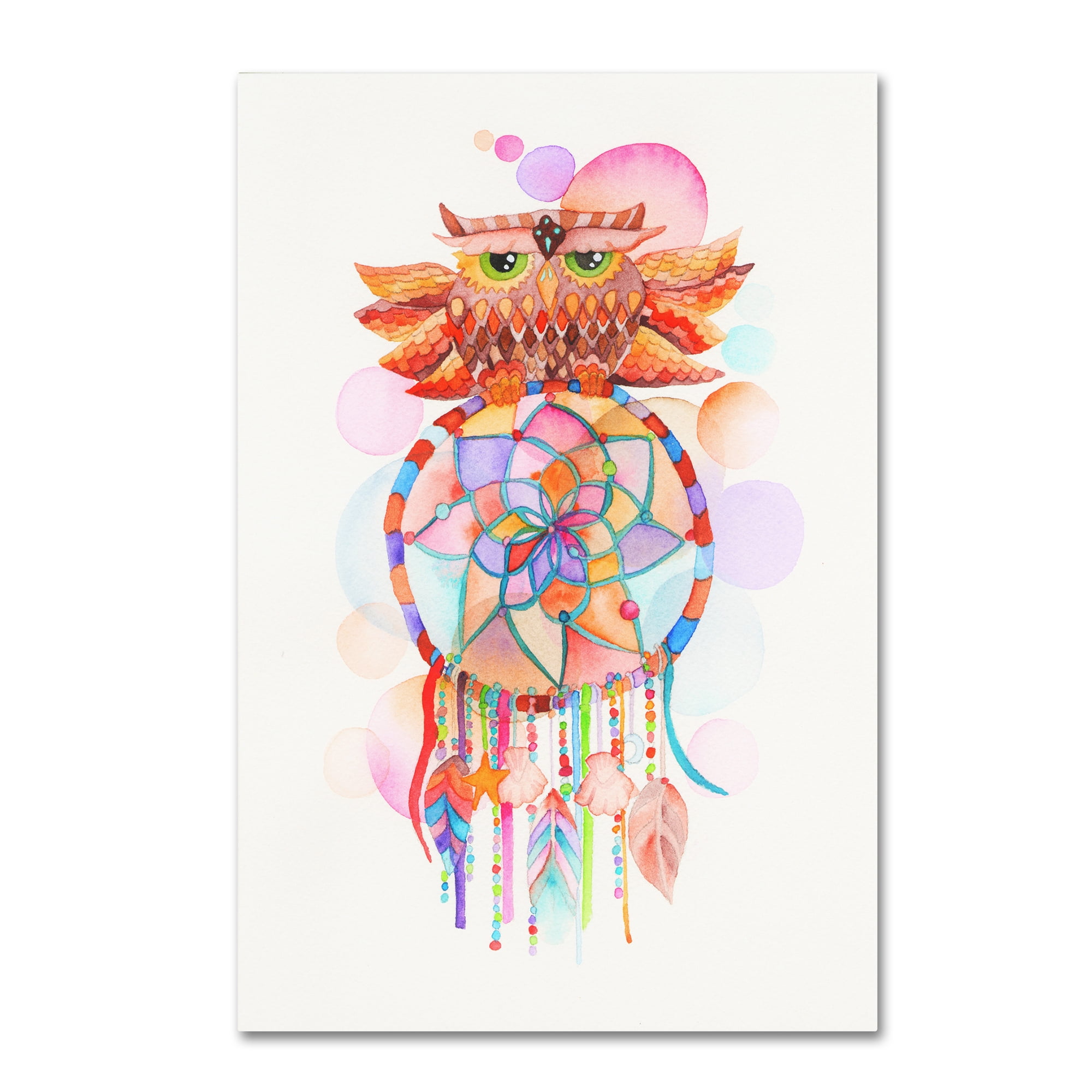 Trademark Fine Art 'Watercolor Owl Dream Catcher' Canvas Art by Kim Kosirog